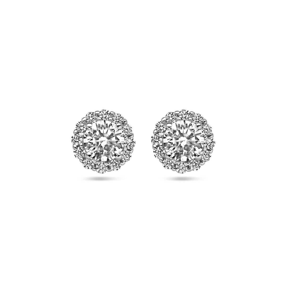 Ohrstecker Zirkonia Halo Silber rhodiniert