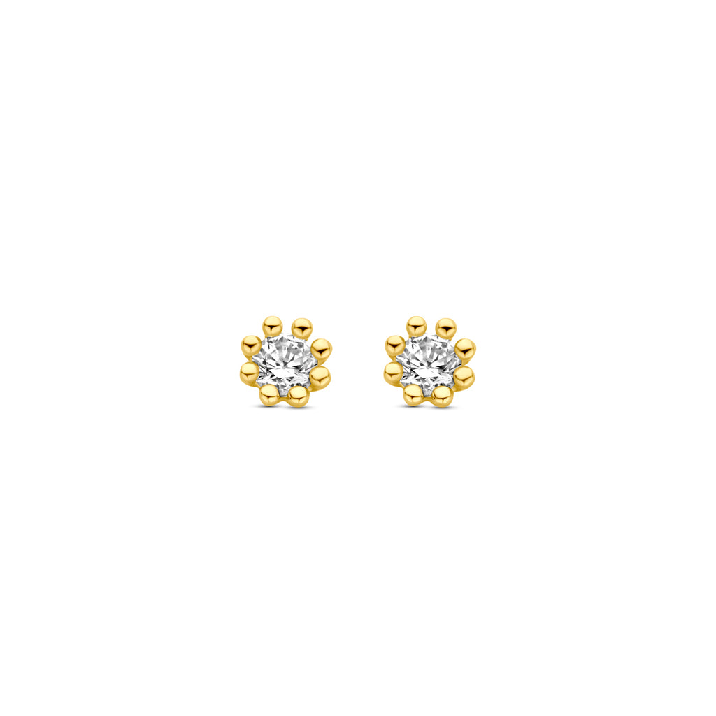 9k oorknoppen zirkonia 3,5 mm 9K geel