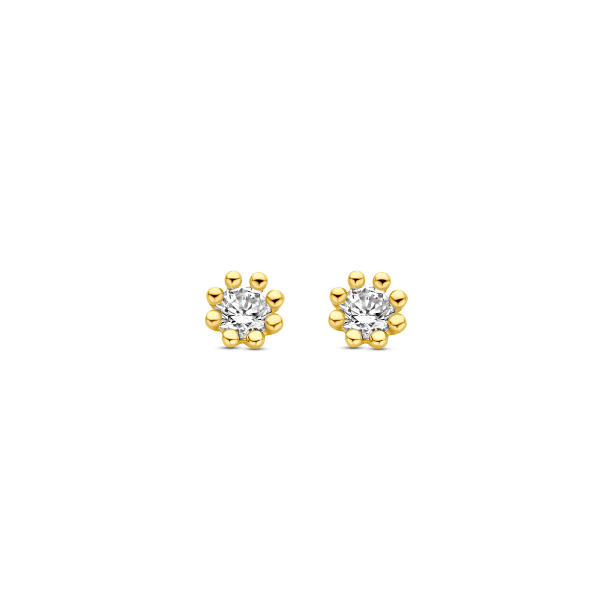 9k oorknoppen zirkonia 3,5 mm 9K geel