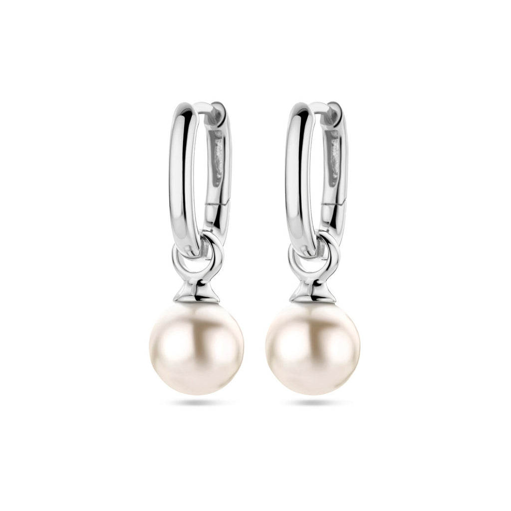 oorringen synth. parel 24 mm zilver gerhodineerd