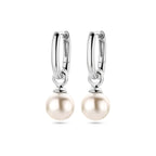 oorringen synth. parel 24 mm zilver gerhodineerd