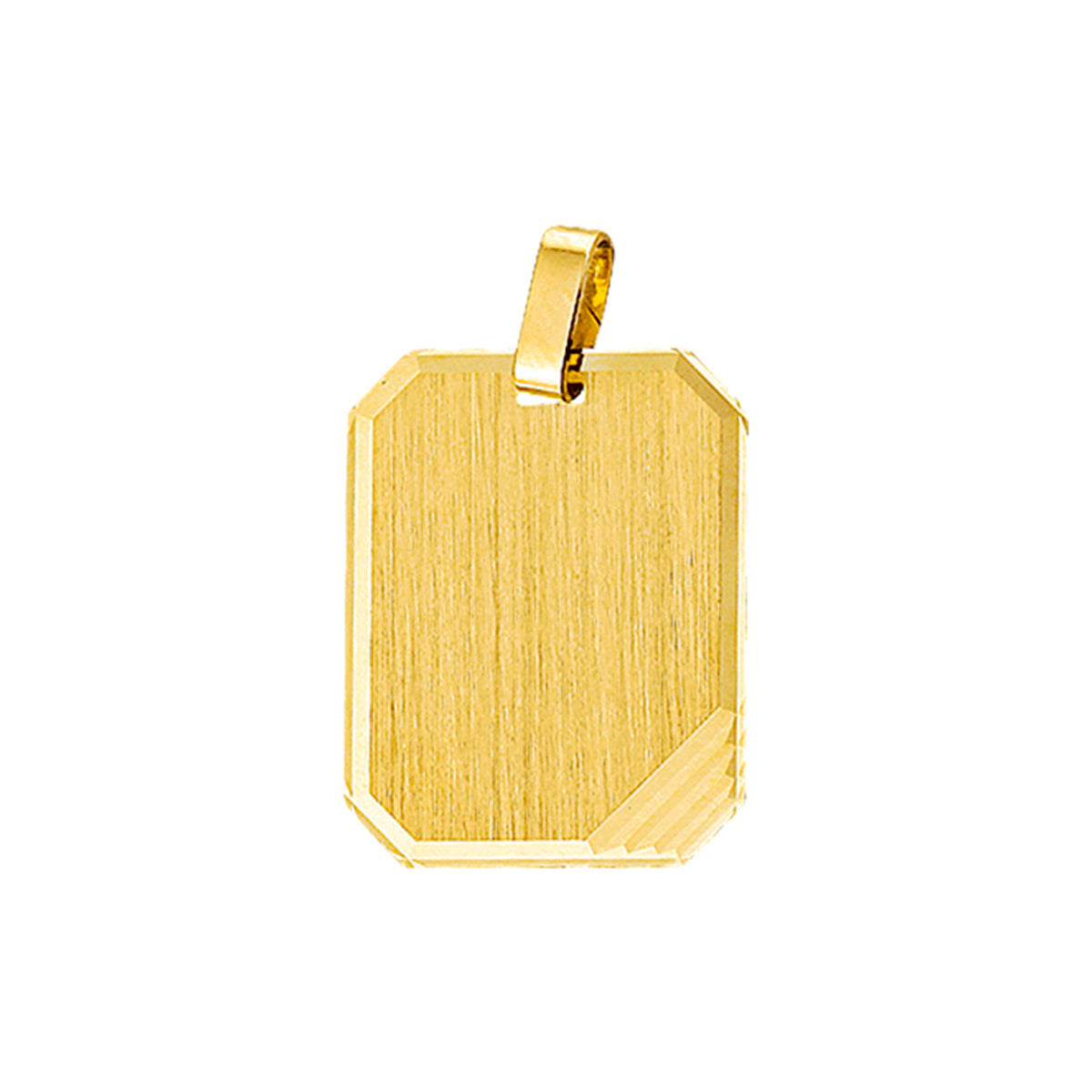 graveerhanger mat gediamanteerd 14K geelgoud - rechthoek
