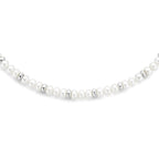Halskette Perlen und Kugeln 6,5 mm 41 + 5 cm Silber rhodiniert