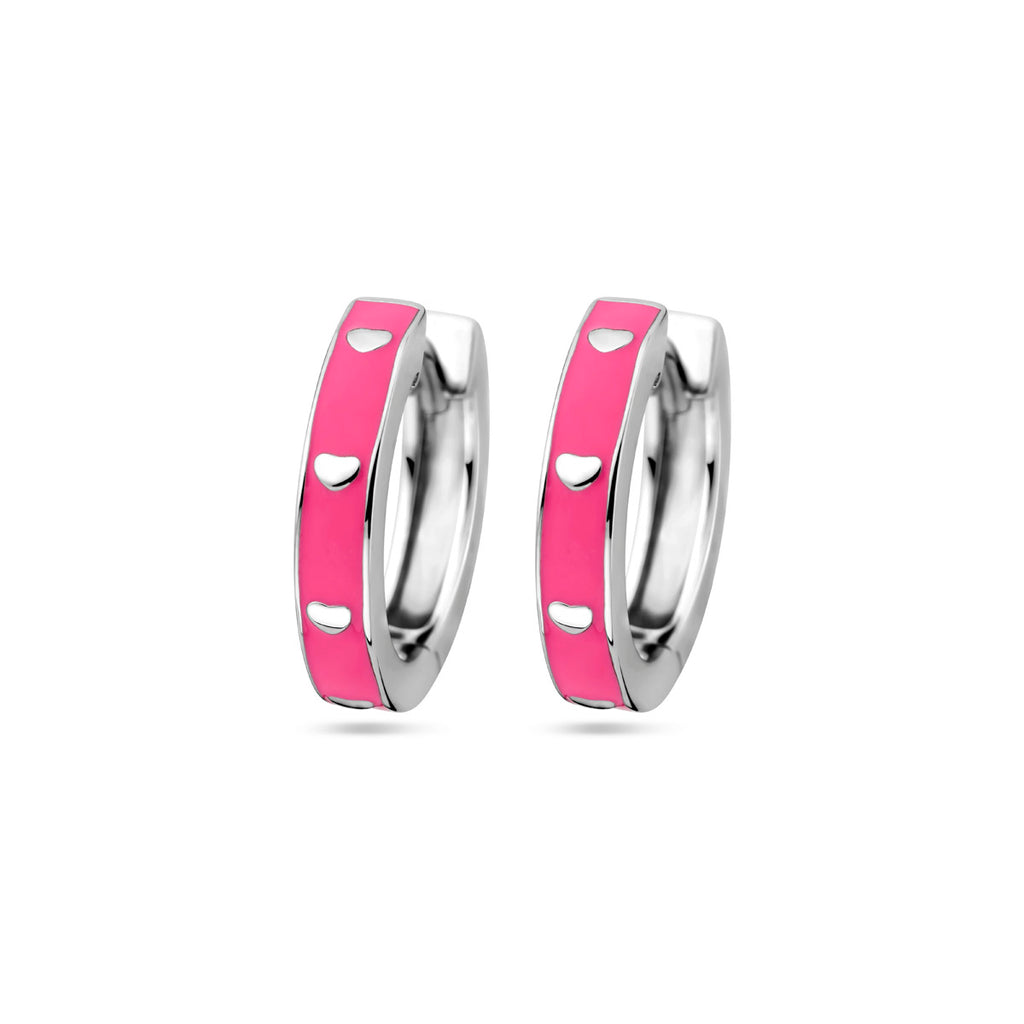 Ohrhänger rosa Emaille, Silber rhodiniert