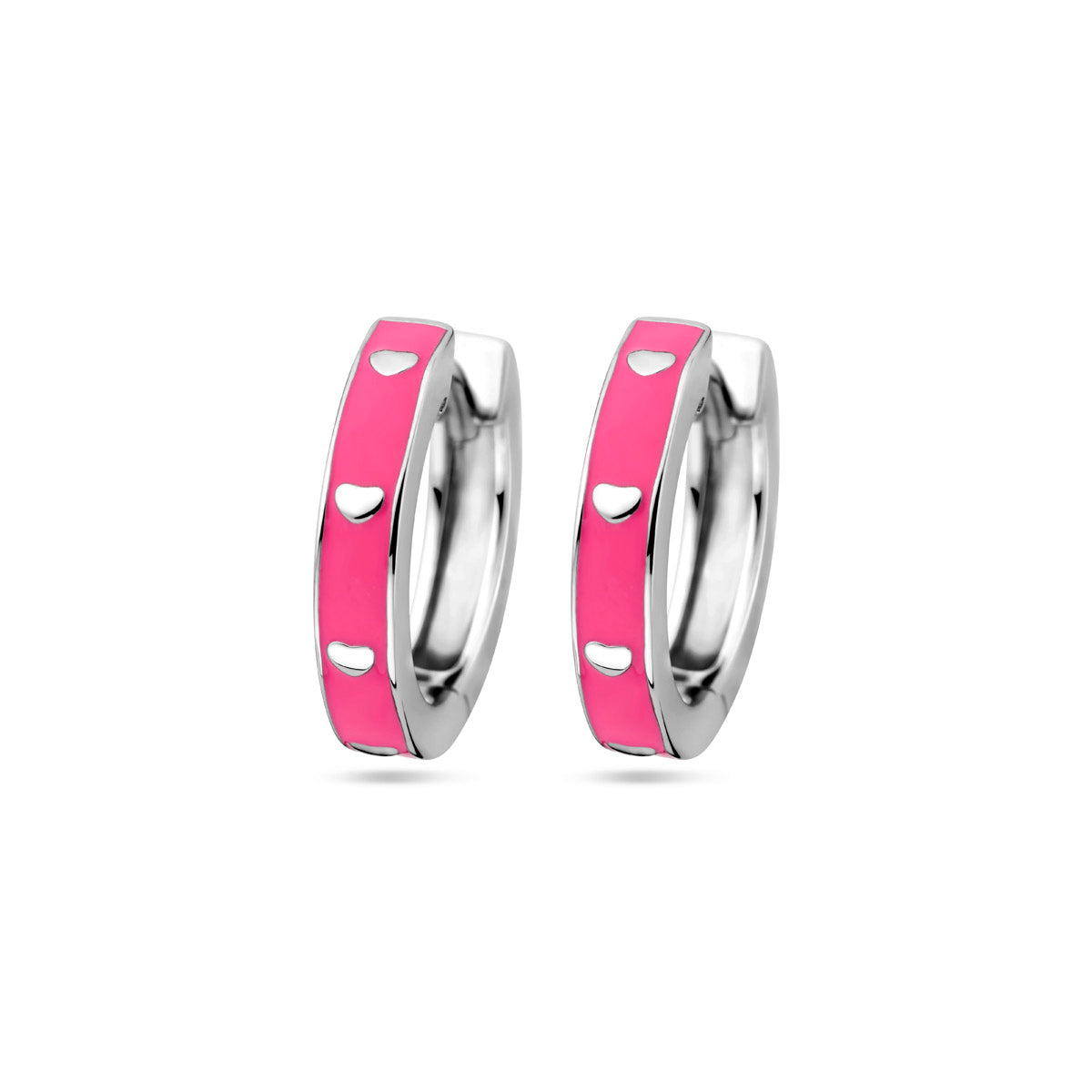 Ohrhänger rosa Emaille, Silber rhodiniert