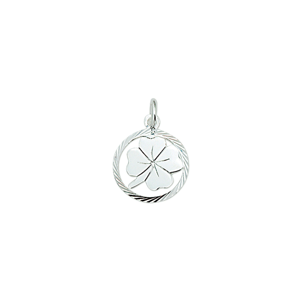 Kleeblatt-Anhänger aus diamantiertem Silber rhodiniert