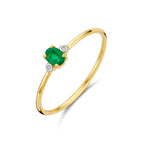 Ring Trilogie Smaragd und Diamant 0,006 ct h p1 14 K Gelbgold