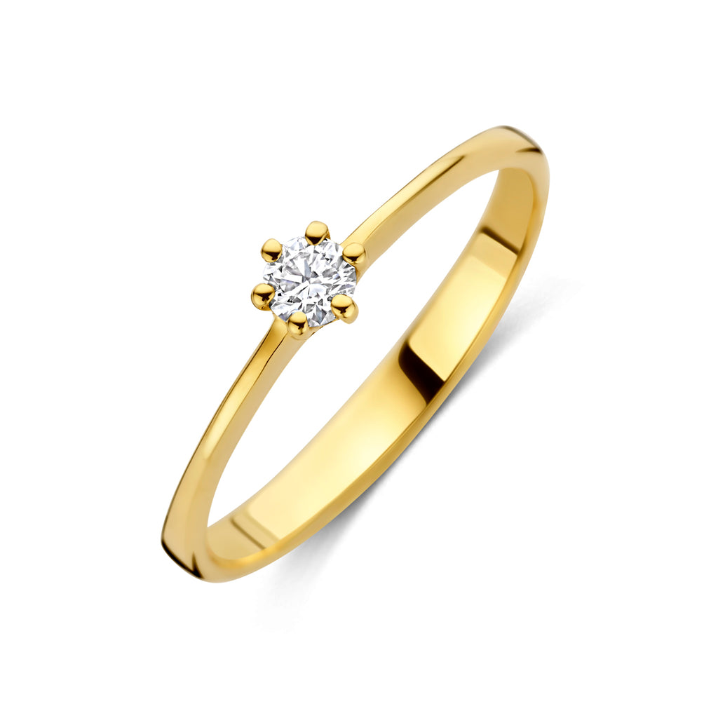 ring lab grown diamant 0.10ct g vs 14K geelgoud