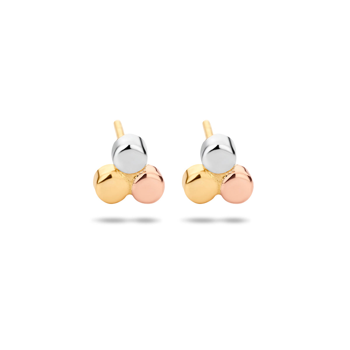 oorknoppen rondjes tricolor 14K tricolor goud