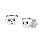 Ohrstecker Panda Emaille Silber Weiß