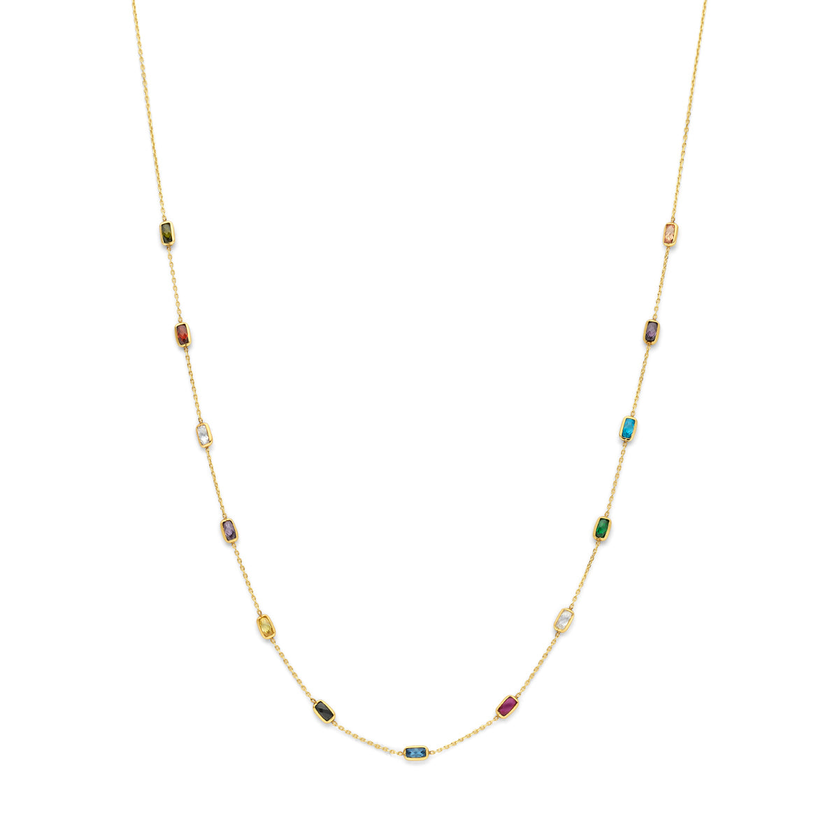 9k collier gekleurd zirkonia 41 - 43 - 45 cm 9K geel