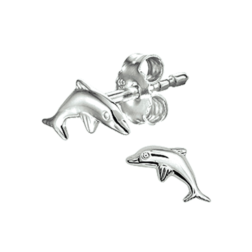 Ohrstecker Delphin 8 mm Silber rhodiniert