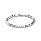 Armband Gourmette 4 Seiten geschliffen 7,0 mm 21 cm Silber weiß