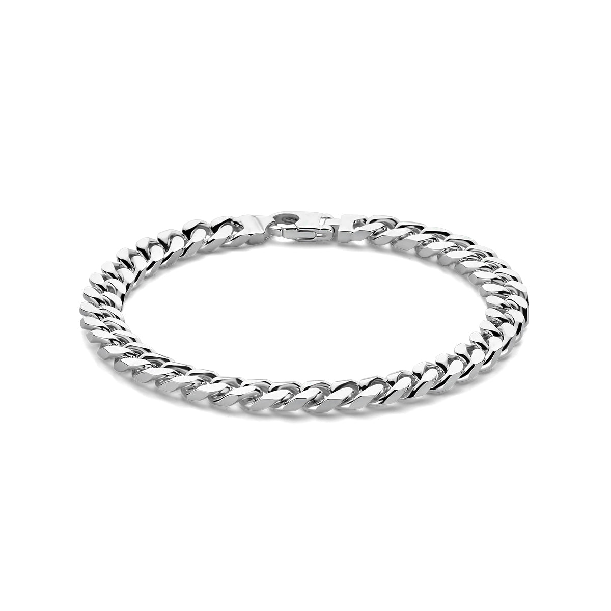 Armband Gourmette 4 Seiten geschliffen 7,0 mm 21 cm Silber weiß