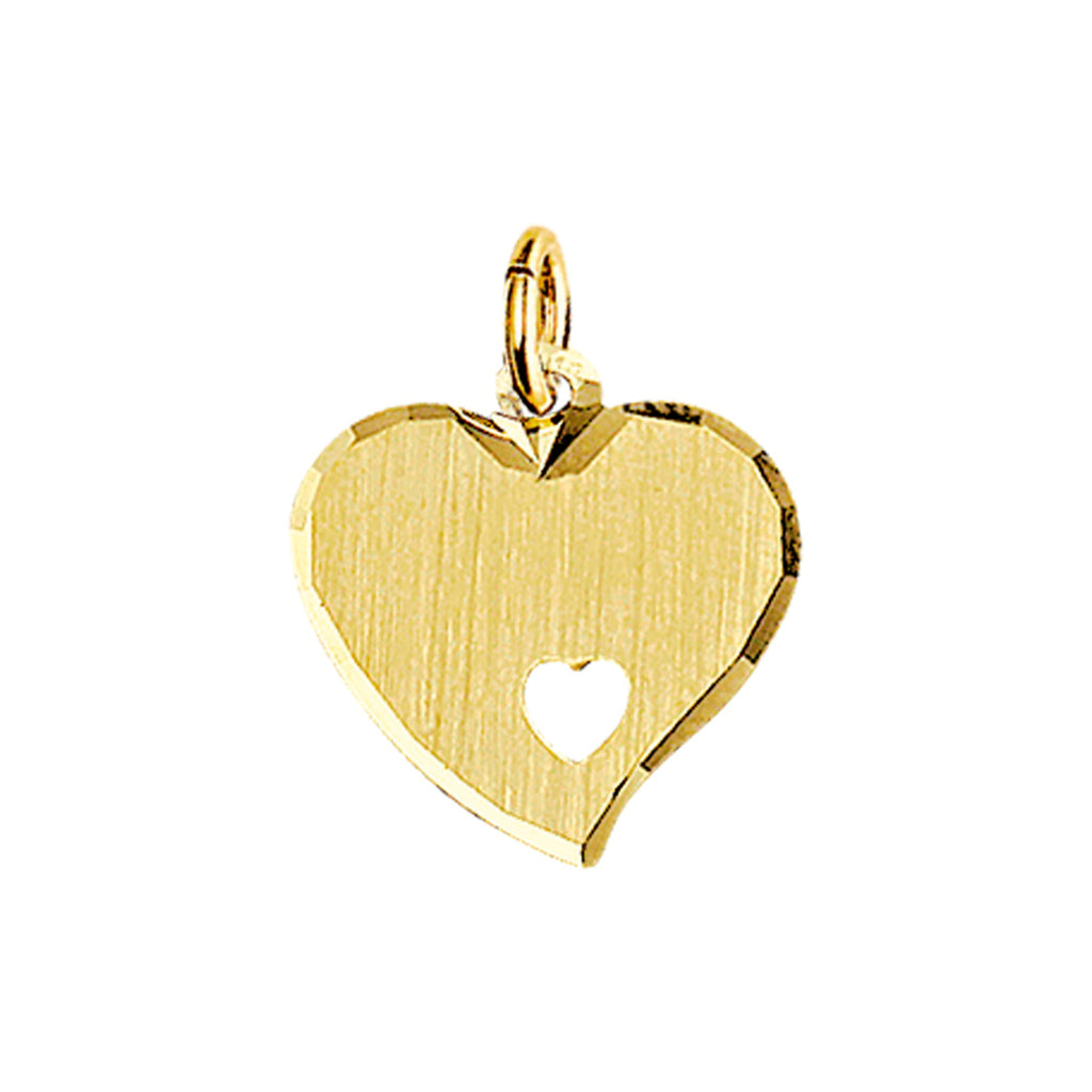Gravuranhänger Herz matt diamantiert 14K Gelbgold