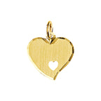 Gravuranhänger Herz matt diamantiert 14K Gelbgold