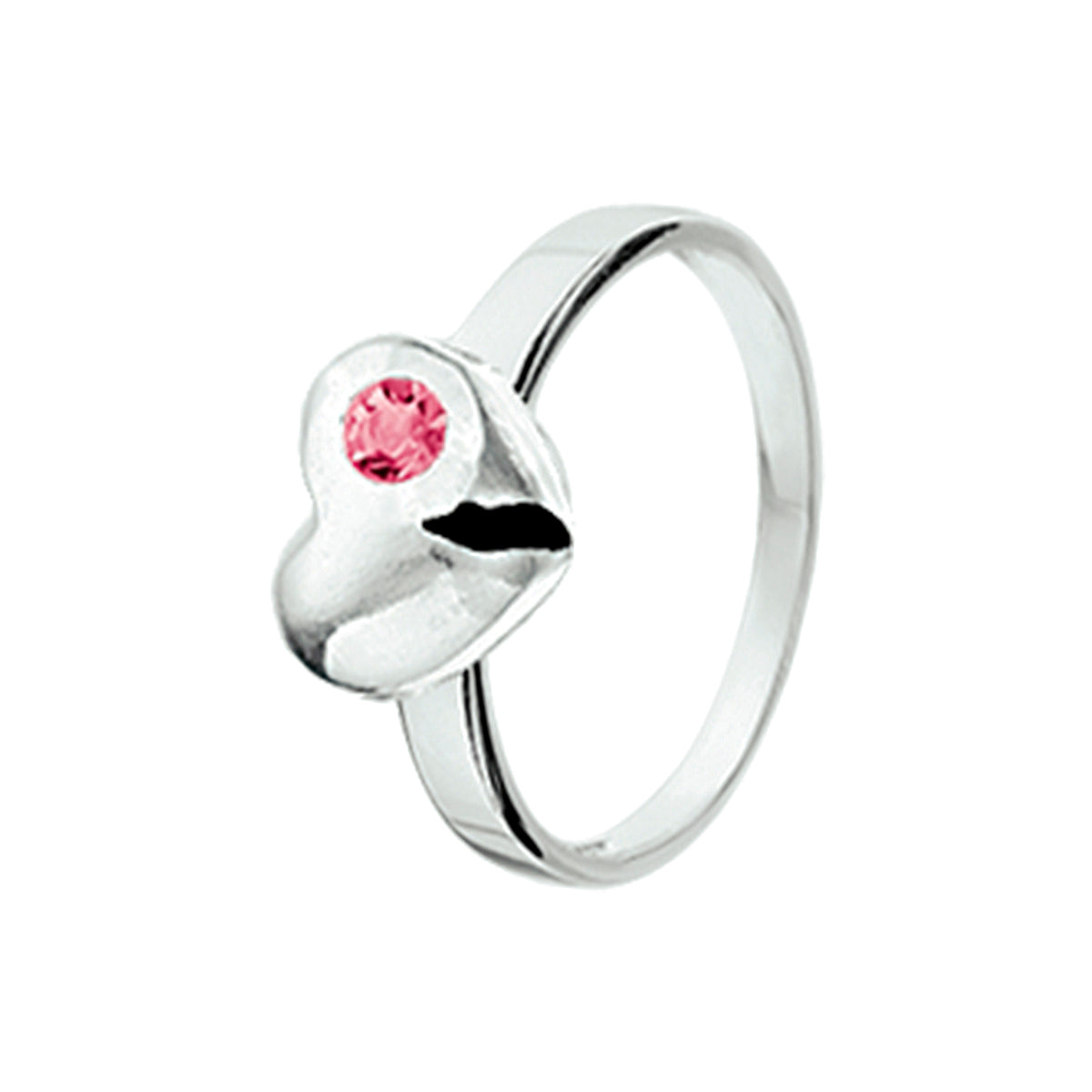 Ring Herz und Strass silberweiß