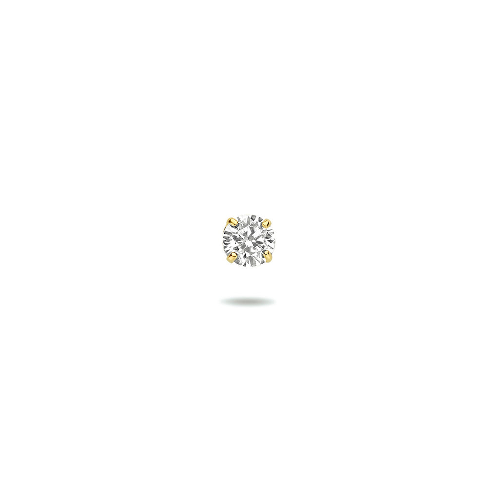 oorknop zirkonia 4 mm per stuk 14K geelgoud