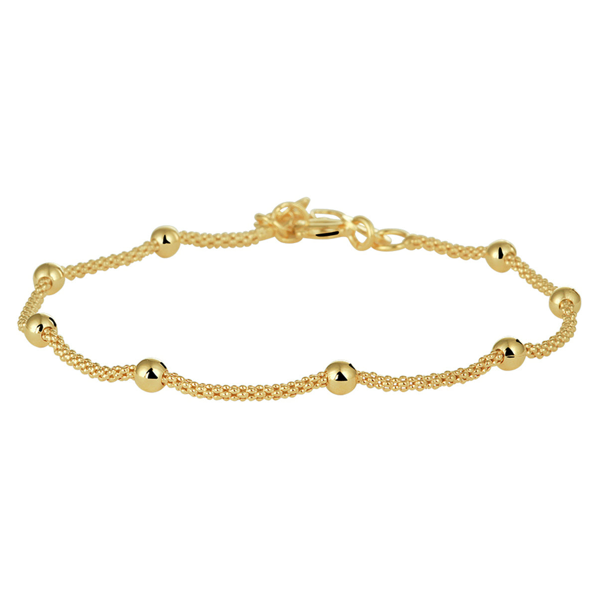 Armband Kugeln 3,0 mm 17 + 2 cm 3 Micron Silber vergoldet (gelb)