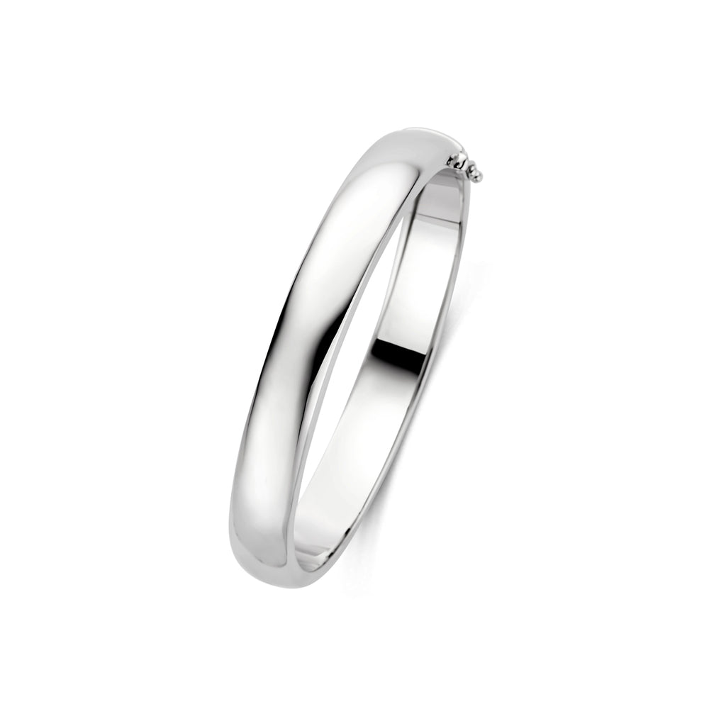 Armreif Scharnier massiv 10 x 60 mm Silber rhodiniert