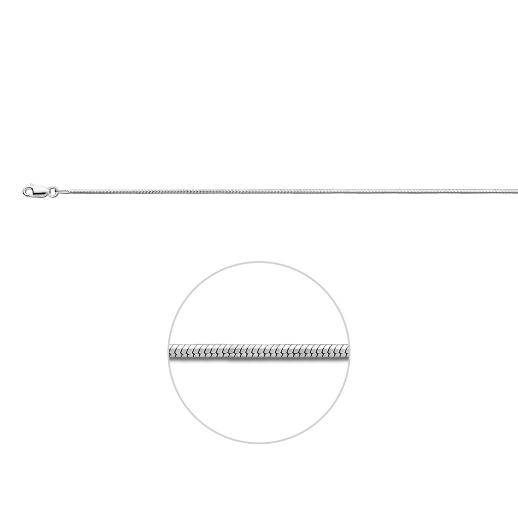 slang 8 zijdes geslepen 1,0 mm zilver wit