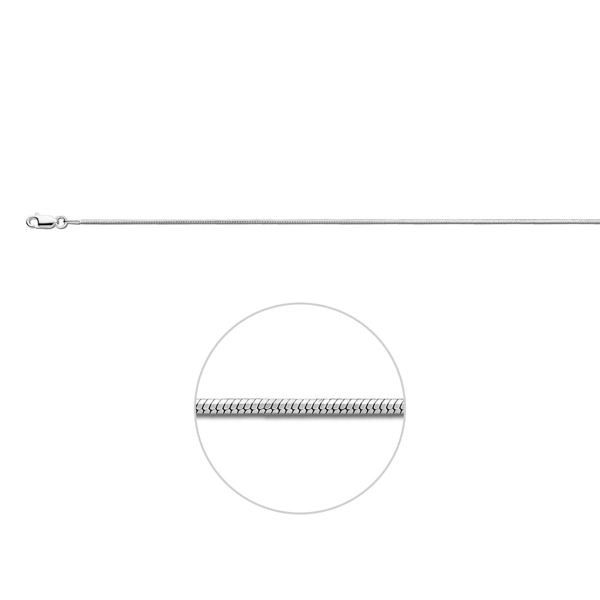 slang 8 zijdes geslepen 1,0 mm zilver wit