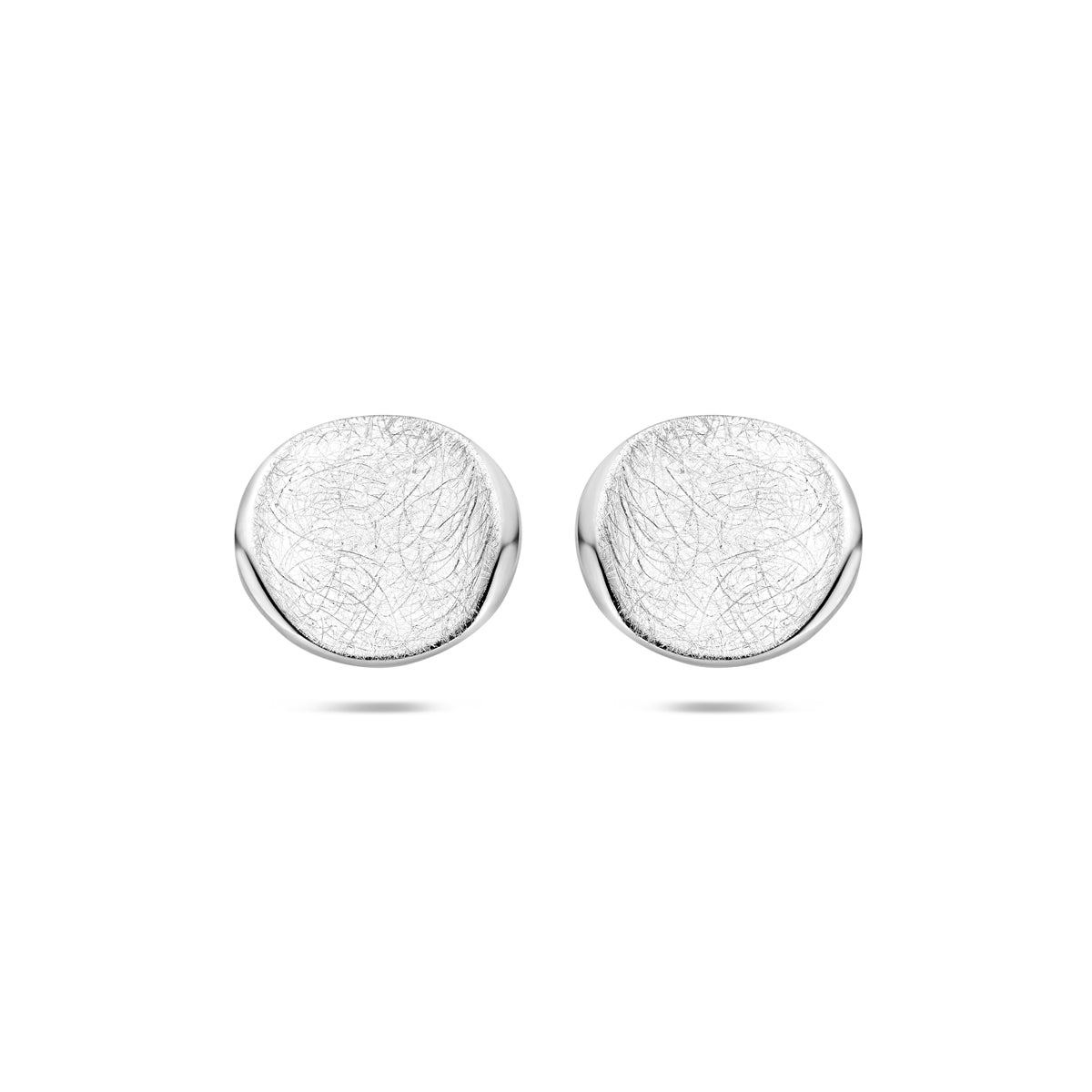 Ohrstecker aus zerkratztem Silber rhodiniert