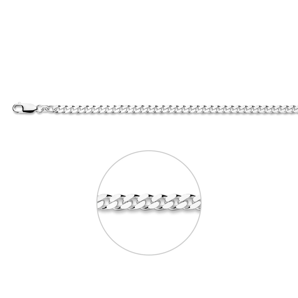 Gourmetkette 4 Seiten geschliffen 4,2 mm Silber weiß