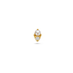 flat back piercing parel en zirkonia 6,5 mm 1 micron zilver verguld (geel)
