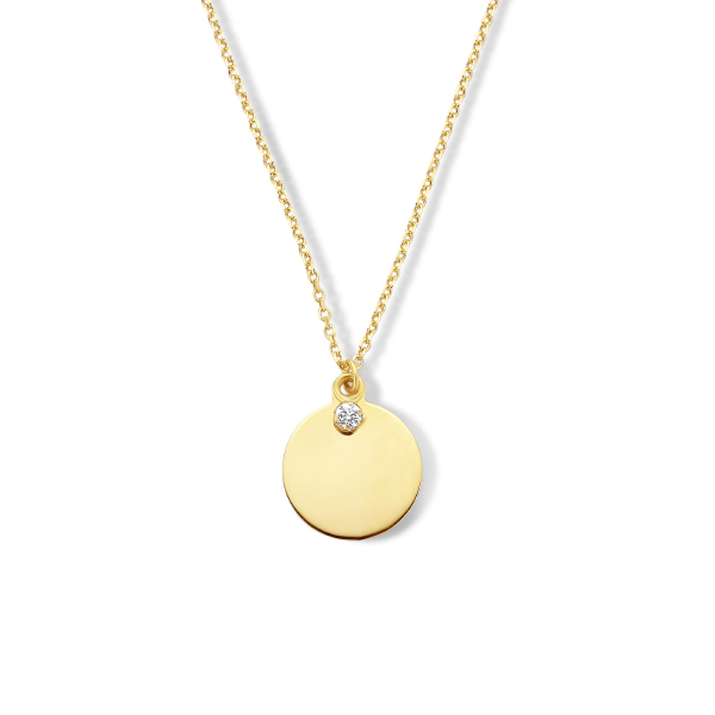 Gravurkette runder Zirkonia 42 - 45 cm 14K Gelbgold