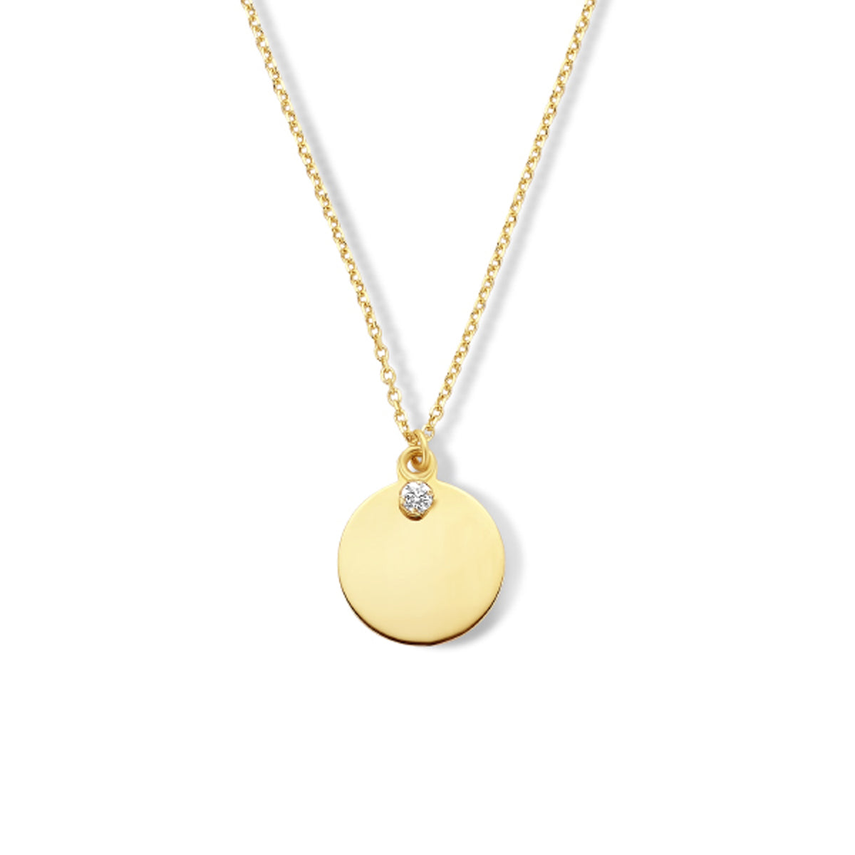 Gravurkette runder Zirkonia 42 - 45 cm 14K Gelbgold