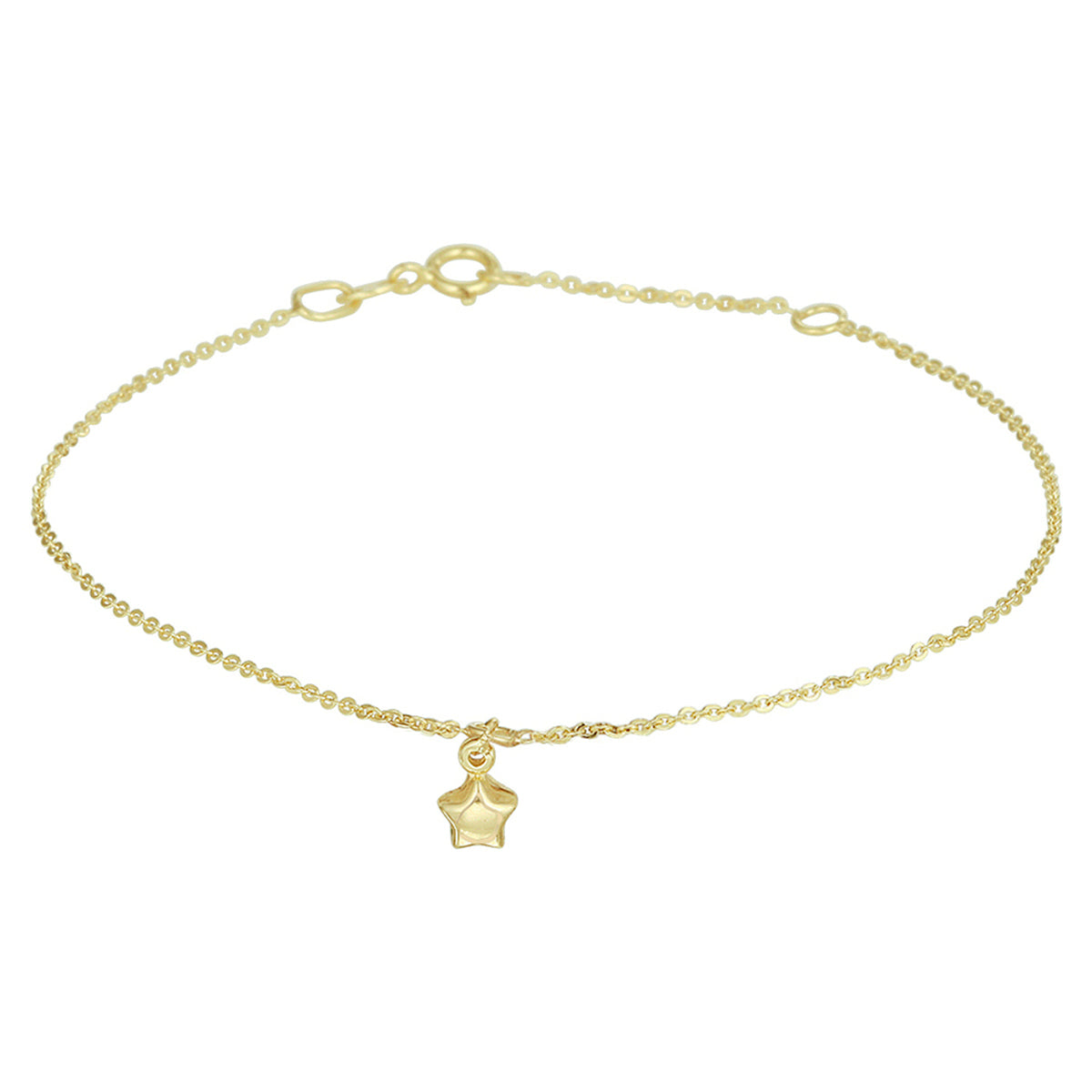 Fußkettchen Stern 24 - 26 cm 14K Gelbgold