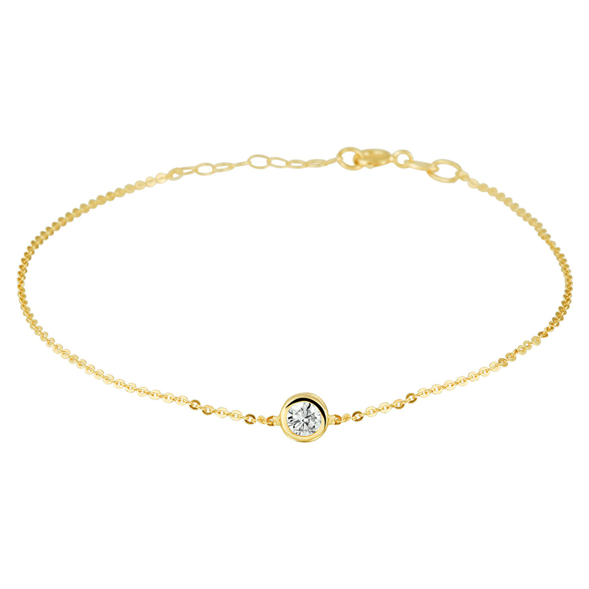 Armband Zirkonia 1,0 mm 16 + 2 cm 14K Gelbgold