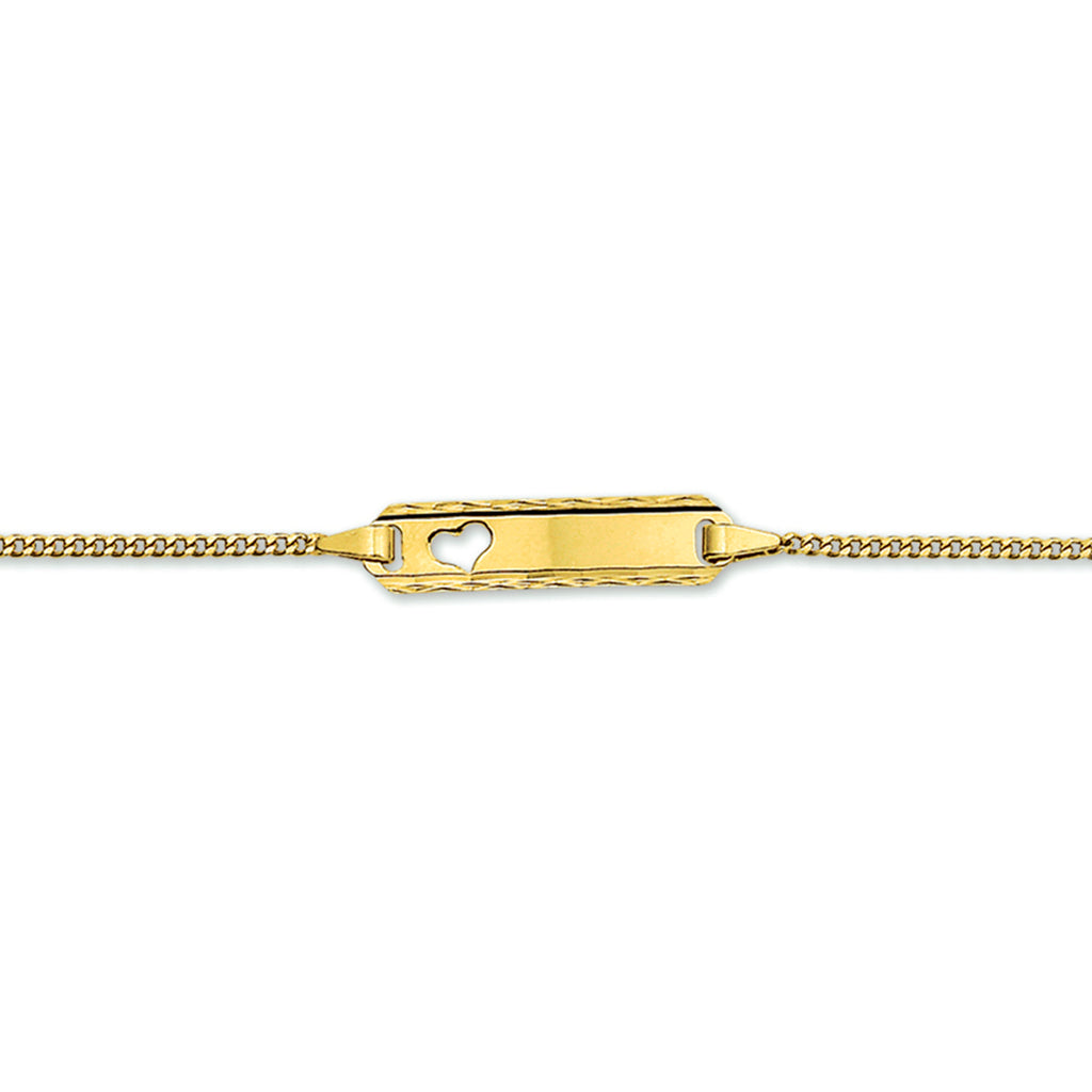 Gravurarmband Herz Gourmette 4 Seiten geschliffene Platte 5,0 mm 14K Gelbgold