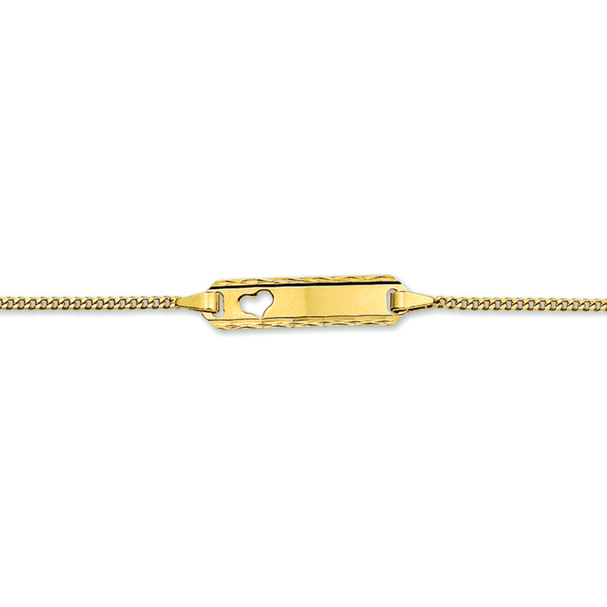 Gravurarmband Herz Gourmette 4 Seiten geschliffene Platte 5,0 mm 14K Gelbgold