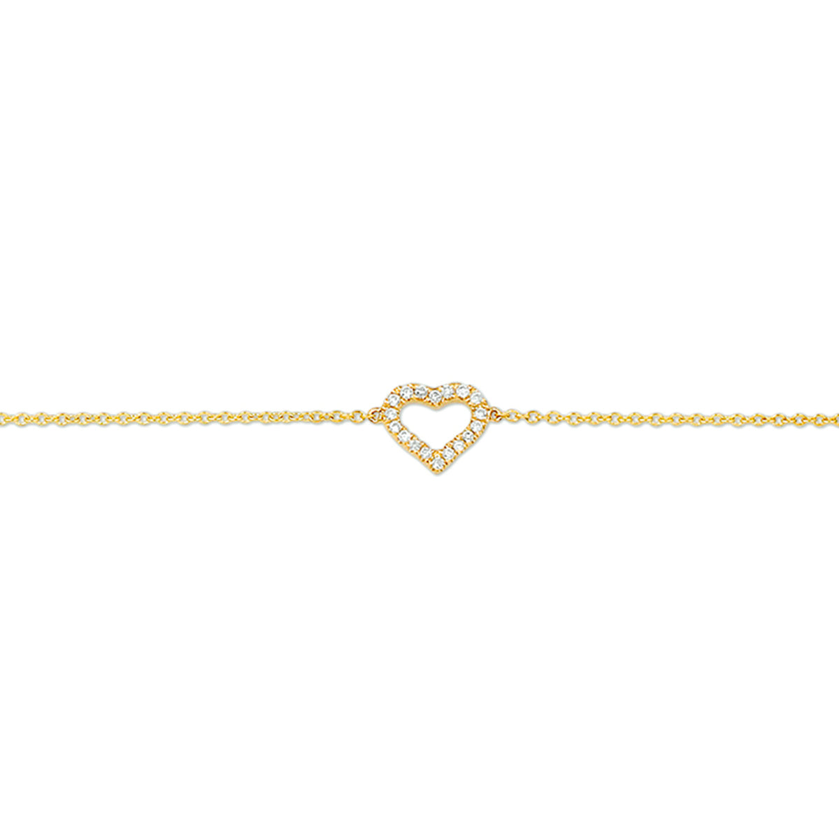Armband Herz Diamant 0.06ct H P1 16,5 - 17,5 - 18,5 cm 14K Gelbgold