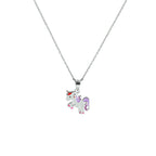 Halskette Emaille Einhorn 36 + 4 cm Silber rhodiniert
