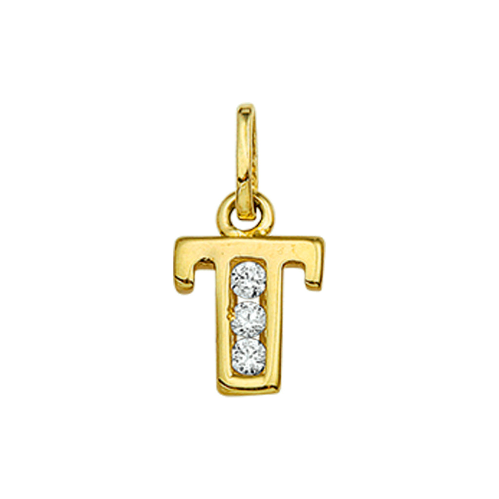 hanger letter zirkonia 14K geelgoud