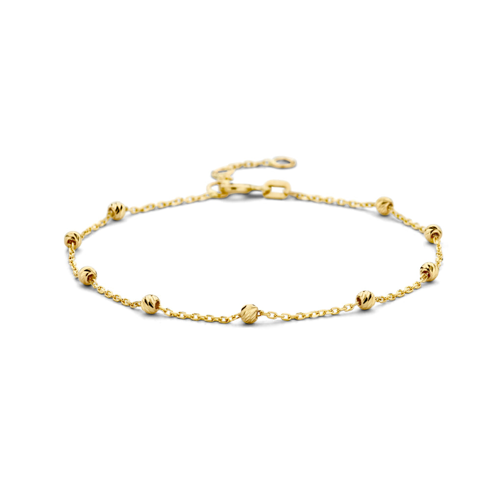 Armband diamantierte Kugeln 2,5 mm 16,5 - 17,5 - 19 cm 14K Gelbgold