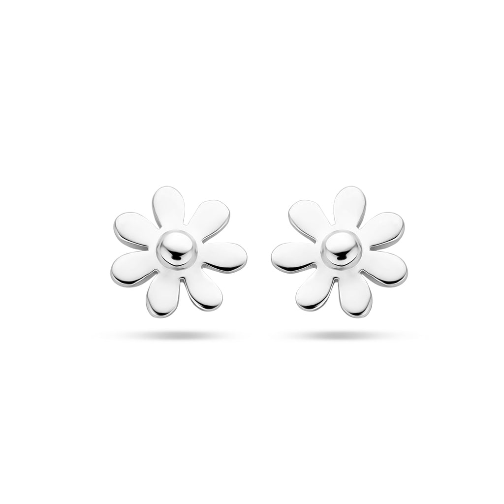 Silber rhodinierte Blumen-Ohrstecker