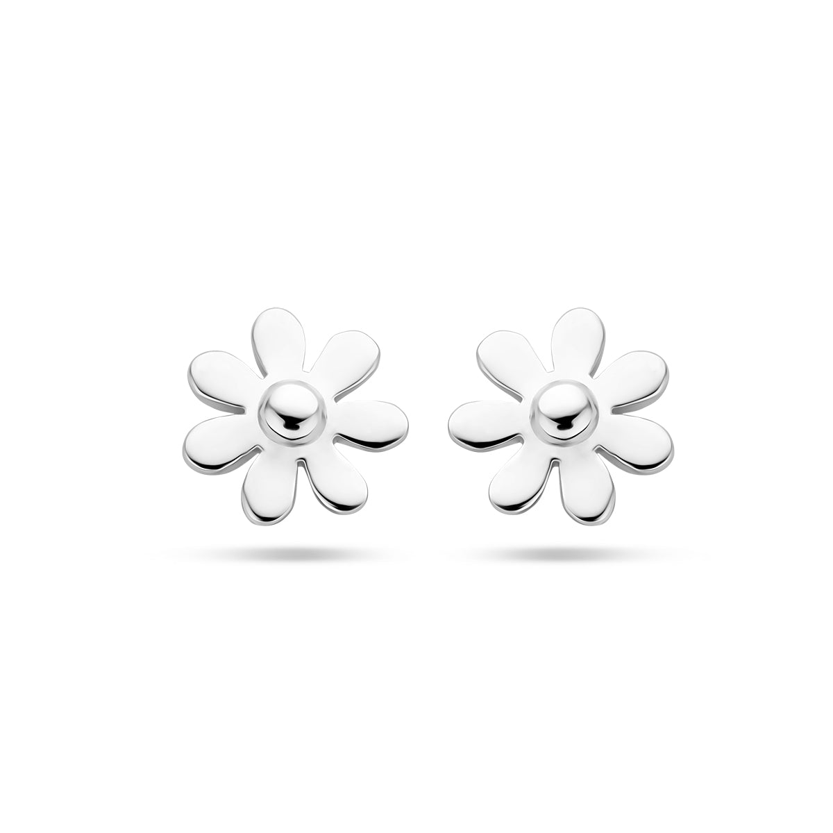 Silber rhodinierte Blumen-Ohrstecker