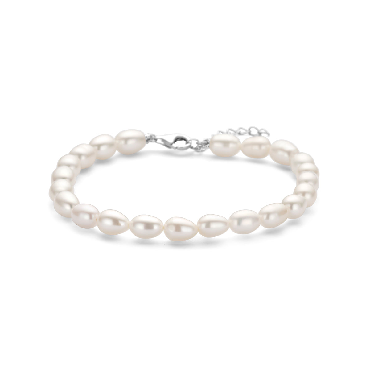 Armband Perlen 18 + 3 cm rhodiniertes Silber