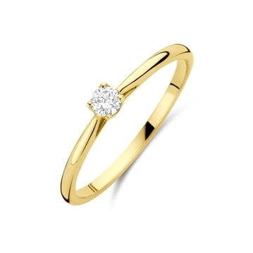 ring lab grown diamant 0.10ct h si 14K geelgoud