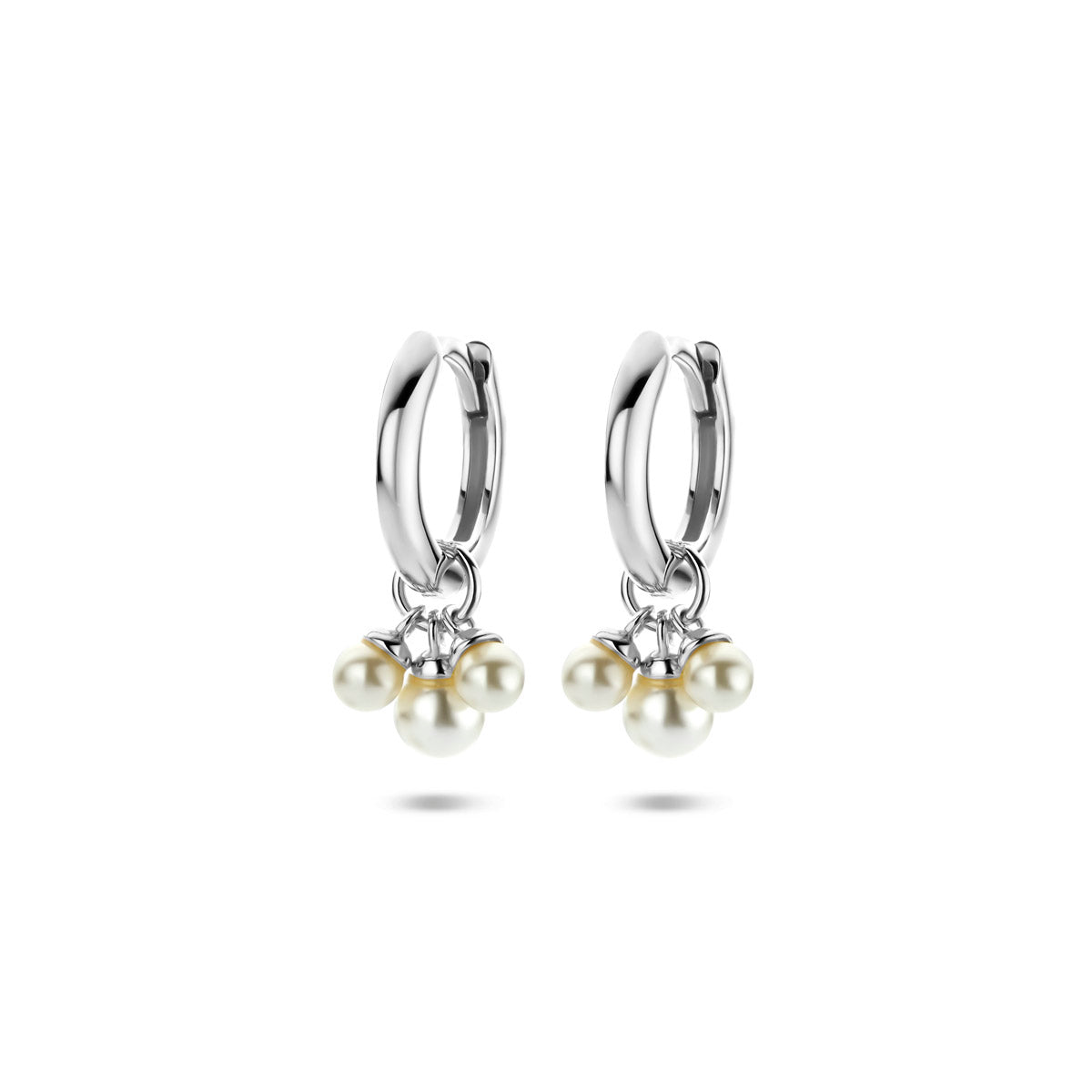 oorringen parels 17 mm zilver gerhodineerd