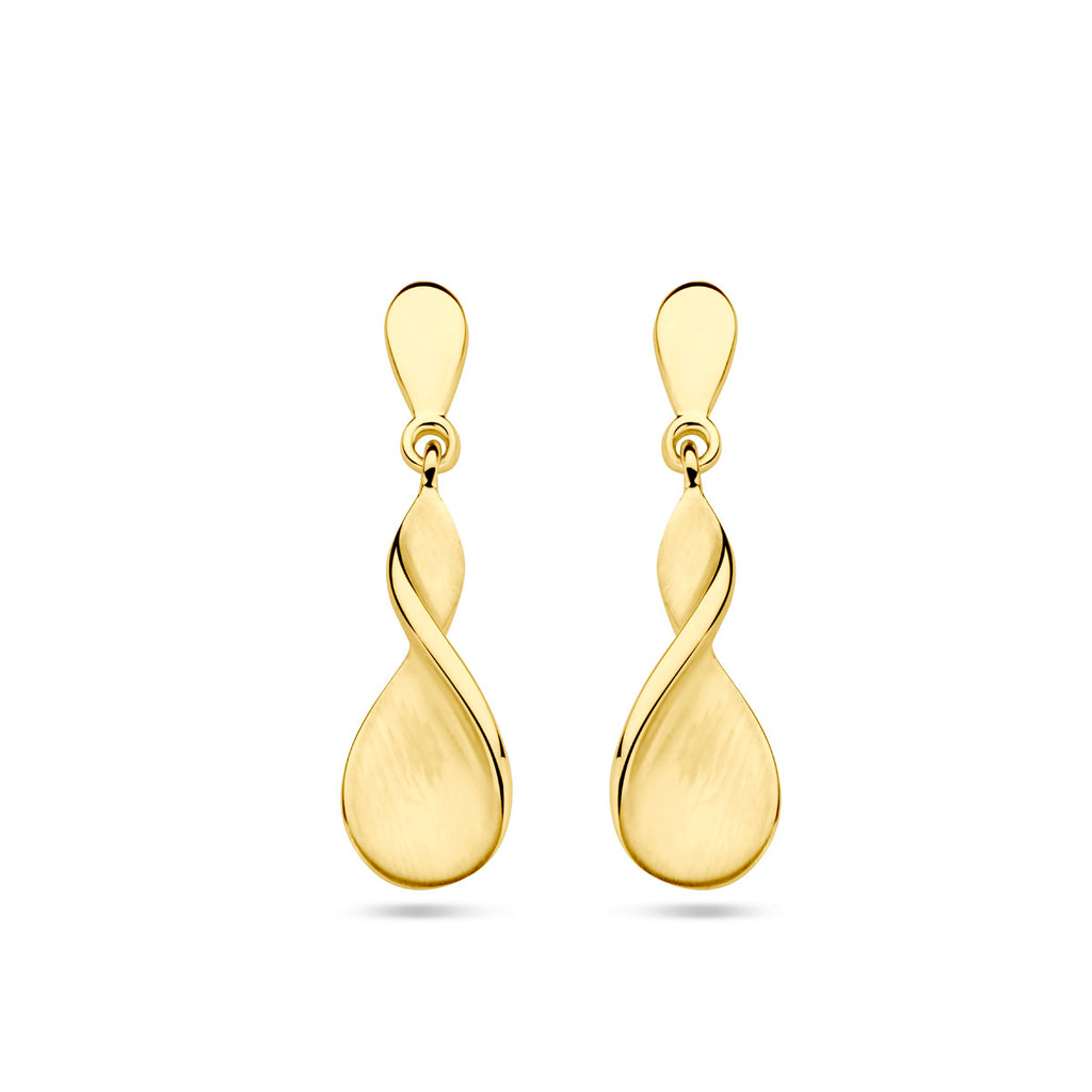 oorhangers poli/mat 14K geelgoud