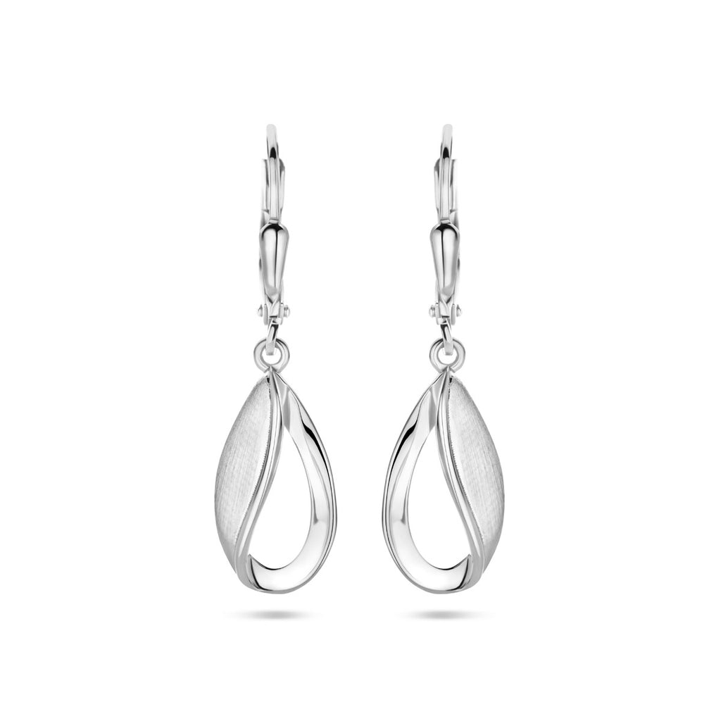 oorhangers druppel brisur haak poli/mat 33 mm zilver gerhodineerd