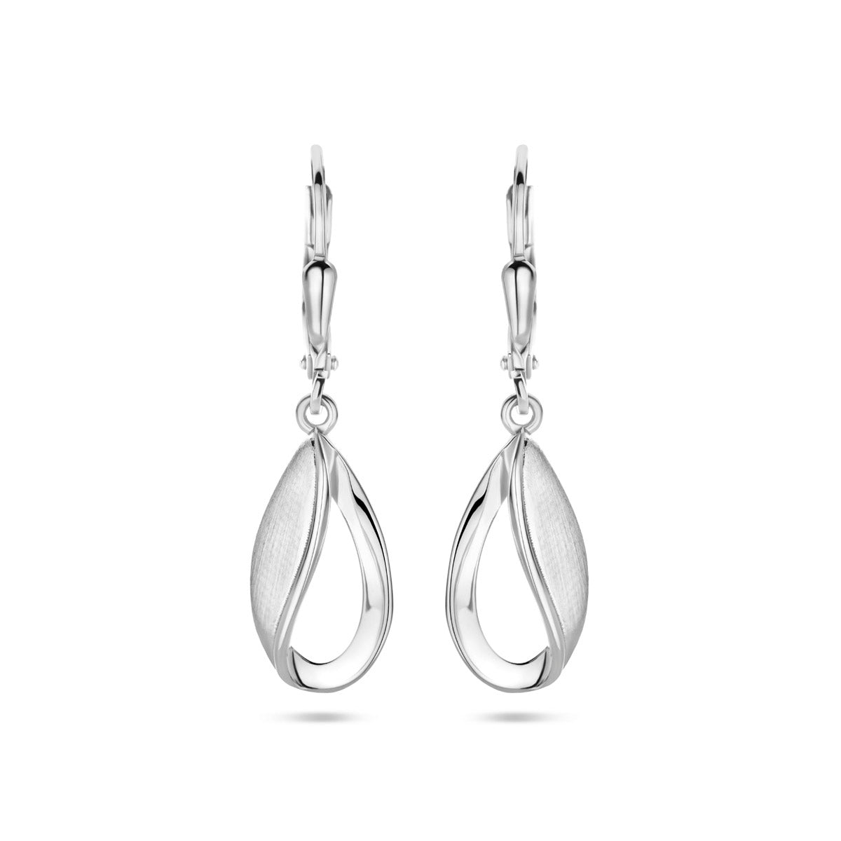 oorhangers druppel brisur haak poli/mat 33 mm zilver gerhodineerd
