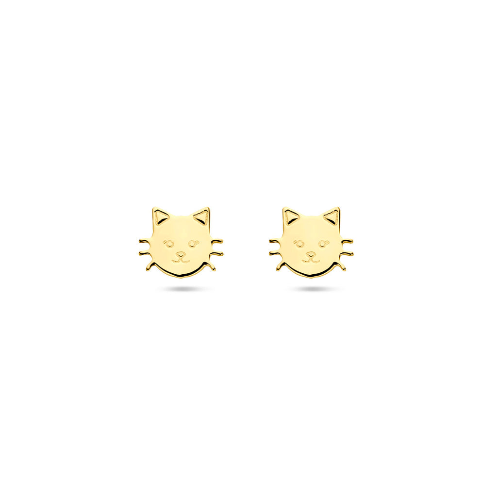 oorknoppen kat 7 mm 14K geelgoud