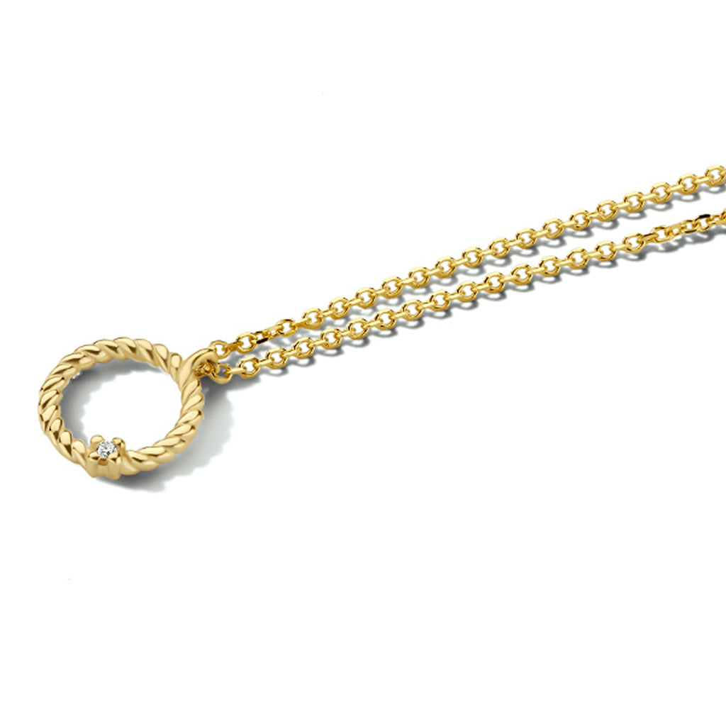 Halskette runder Diamant 41 - 43 - 45 cm 0,01 ct g SI 14K Gelbgold