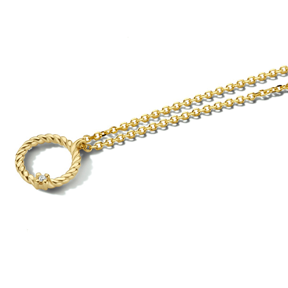 Halskette runder Diamant 41 - 43 - 45 cm 0,01 ct g SI 14K Gelbgold
